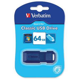 Verbatim Store n Go USB Drive Retractable with Software Read 14MB/s Write 8MB/s 64GB Ref 43994