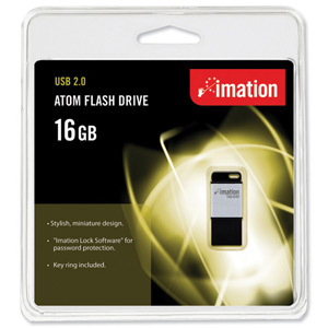 Imation Atom USB Drive Ultra Compact Password-protected 16GB Black Ref 23716