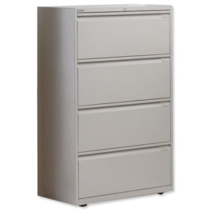 Bisley Side Filing Cabinet 4-Drawer W800xD470xH1301-1325mm Goose Grey Ref SF4N