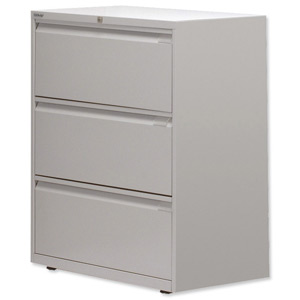 Bisley Side Filing Cabinet 3-Drawer W800xD470xH997-1021mm Goose Grey Ref SF3N