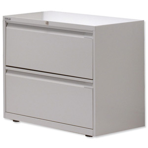 Bisley Side Filing Cabinet 2-Drawer W800xD470xH693-717mm Goose Grey Ref SF2N