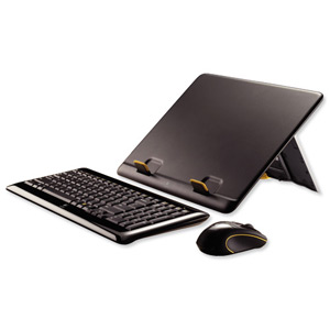 Logitech MK605 UK Notebook Kit of Pivoting Riser Wireless Keyboard and Optical Mouse Ref 939-000223