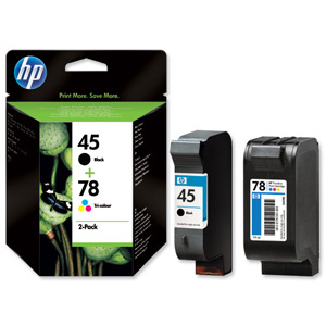 Hewlett Packard [HP] No.45 & 78 Inkjet Cartridge Page Life 833/450pp Black/Colour Ref SA308AE [Pack 2]