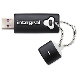 Integral Splash Flash Drive Rubberised Casing USB 2.0 with Software 4GB Black Ref INFD4GBSPLBK