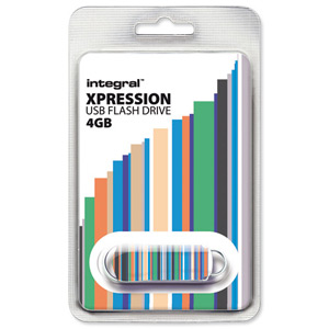 Integral Xpression USB Flash Drive Compact 4GB Stripes Motif Ref INFD4GBXPRSTR