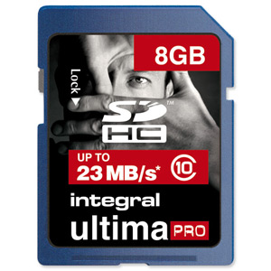 Integral Ultima Pro SDHC Memory Card with Protective Case Class 10 23MB/s 8GB Ref INSDH8G10