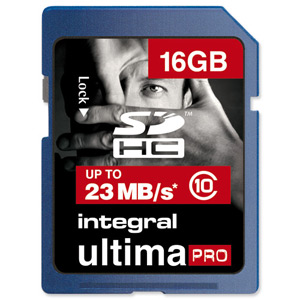Integral Ultima Pro SDHC Memory Card with Protective Case Class 10 23MB/s 16GB Ref INSDH16G10