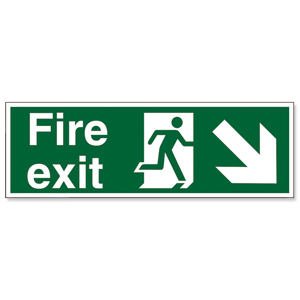 Stewart Superior Fire Exit Sign Man and Arrow Down Right 450x150mm Self-adhesive Vinyl Ref SP123SAV