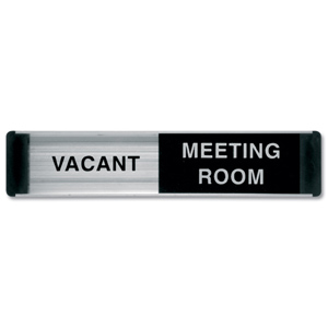 Sliding Door Sign Meeting Room Vacant/Engaged W255xH52mm Aluminium and PVC