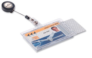 Durable Pass Badge Holder Dual Security Acrylic with Name Badge and 850mm Reel Ref 8224/19 [Pack 10]