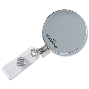 Durable Badge Reel with Belt Clip and Retractable Cord Chrome Ref 8225/23 [Pack 10]