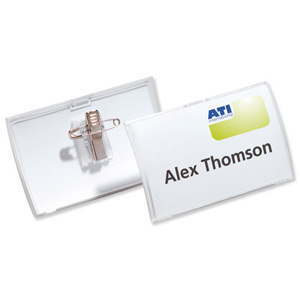 Durable Name Badge Click Fold Polypropylene Combi Clip and Insert 54x90mm Ref 8214/19 [Pack 25]