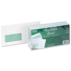 Basildon Bond Envelopes Recycled Wallet Window Peel and Seal 100gsm DL White Ref D80276 [Pack 100]
