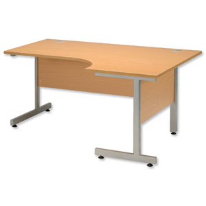 Influx Desk Cantilever Radial Right-hand W1600xD1180xH720mm Beech