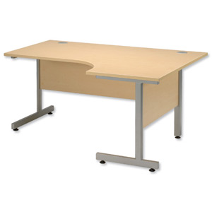 Influx Desk Cantilever Radial Right-hand W1600xD1180xH720mm Maple