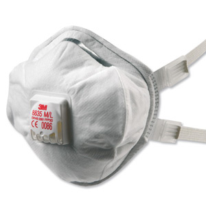 3M Respirator Valved FFP3 Classification Dust Mist Fumes Colour Coded Red Ref 8835 [Pack 5]