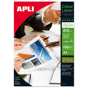 Apli Laser Paper Glossy Double-sided 210gsm A4 Ref 11833 [100 Sheets]