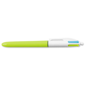 Bic 4-Colour Fashion Ball Pen 1.0mm Tip 0.7mm Line Pink Purple Turquoise Lime Green Ref 887777 [Pack 12]