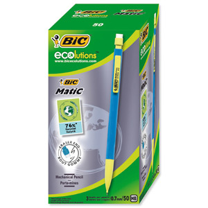 Bic Matic Ecolution Mechanical Pencil with 3 x HB 0.7mm Lead Ref 8877191 [Pack 50]