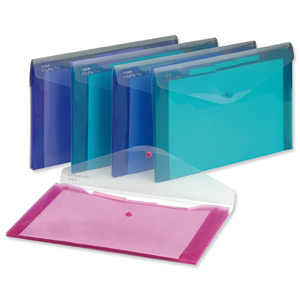 Snopake Polyfile Trio Electra Wallet File Polypropylene with Pocket Foolscap Assorted Ref 14967 [Pack 5]