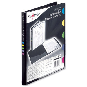 Professional Presentation Display Book Polypropylene 20 Backed Pockets A4 Black