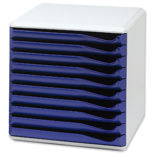 Form Set Filing Unit with 10 Drawers A4 Blue and Grey