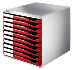 Leitz Form Set Filing Unit with 10 Drawers A4 W291x352x291mm Red and Grey Ref 5281-25