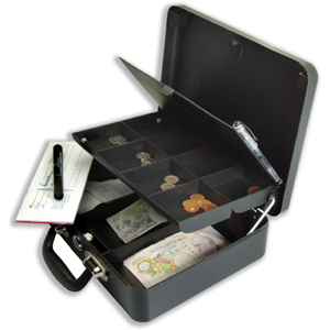 Petty Cash Box with Organiser Coin Tray 8 Part and Note Section 3 Part