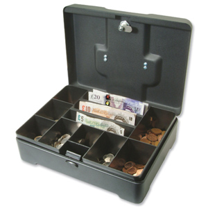 High Capacity Cash Box 300mm Deep with Coin Tray 8 Part and Note Section 3 Part