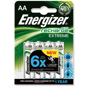 Energizer Battery Rechargeable Advanced NiMH Capacity 2300mAh LR06 1.2V AA Ref 625997 [Pack 4]