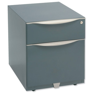 Trexus Sonix Filing Pedestal Steel Low Under-desk 2 Drawer Foolscap W420xD564xH495mm Grey