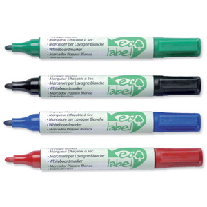 Ecolabel Drywipe Marker with Recycled Paper Barrel Bullet Tip Line 1.5mm Assorted Ref 268871 [Wallet 4]