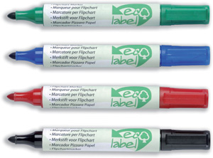 Ecolabel Flipchart Marker Recycled Paper Barrel Water-based Ink Bullet Tip Assorted Ref 268889 [Wallet 4]