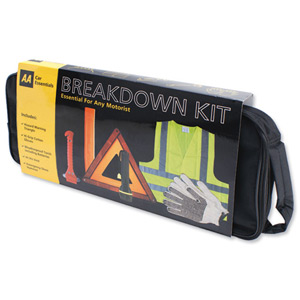 AA Breakdown Kit Visibility Vest Sign Gloves Torch and Car Hammer Seatbelt Cutter Ref 5060114610750