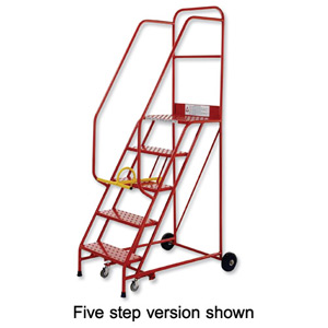 Barton Topstep Heavy Duty Steps Mobile Safety Bar Double Handrail 6 Tread W700xD1370xH2380mm Ref 6SHDMSPS