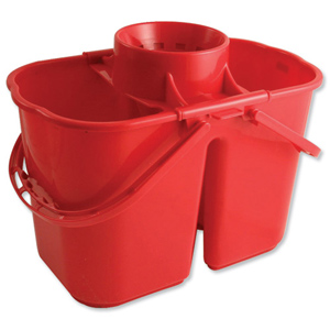 Duo Mop Bucket Colour Coded 7 and 8 Litre Sections Total 15 Litre Red