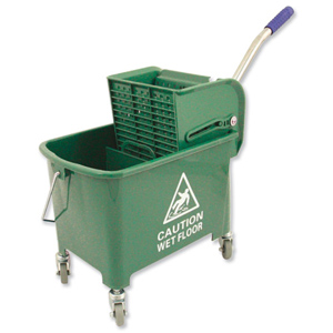 Mop Bucket Mobile Colour Coded with Handle 4 Castors 20 Litre Green