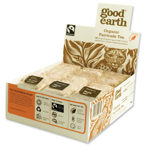 Good Earth Tea Bags Fairtrade Organic Unbleached String and Tag Ref A07245 \ A06728 [Pack 100]