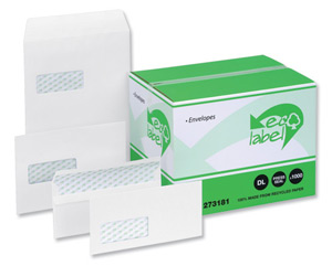 Ecolabel Envelopes Recycled Wallet with Window Press Seal 90gsm C4 White Ref 273254 [Pack 250]