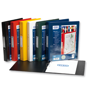 Elba Vision Ring Binder PVC Clear Front Pocket 4 O-Ring Size 25mm A4 Assorted Ref 100082456 [Pack 10]