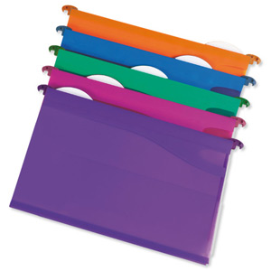 Rexel Multifile Extra Suspension File Polypropylene V-base 15mm Foolscap Assorted Ref 2102572 [Pack 10]