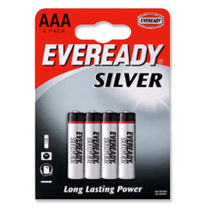 Eveready Silver Battery Carbon Zinc LR03 AAA 1.5V Ref 628948 [Pack 4]