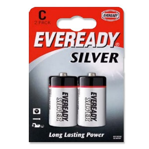 Eveready Silver Battery Carbon Zinc LR14 C 1.5V Ref 621069 [Pack 2]