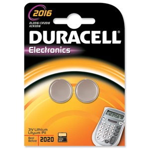 Duracell DL2016 Battery Lithium for Camera Calculator or Pager 3V Ref 75072666 [Pack 2] Ident: 647A