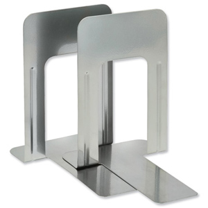 Large Bookends Metal Silver [Pack 2]