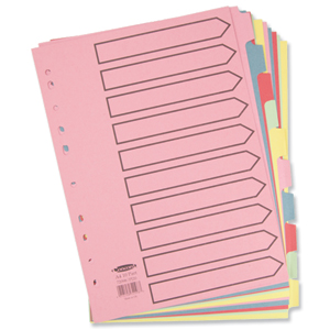 Concord Subject Dividers 230 Micron 10-Part Printed A4 Assorted Ref 72098/PJ20