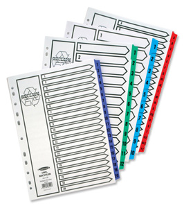 Concord Recycled Index Europunched 1-12 Green Tabs A4 White Ref 88302
