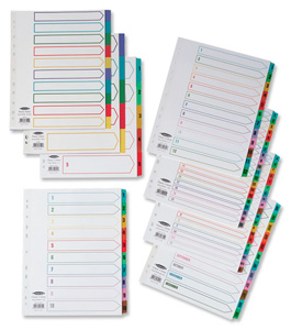 Concord Punched Pocket Index Multicolour-tabbed Europunched 1-5 Extra Wide A4 White Ref CS96