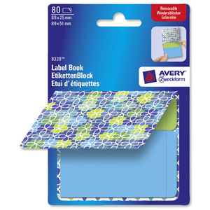 Avery Pad Book of Removable Labels 89x25mm to 89x51mm Flowers Blue and Green Ref 8320 [80 Labels]