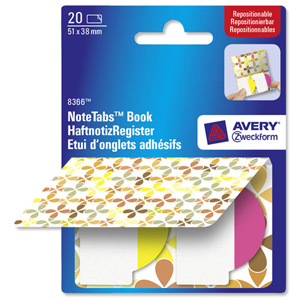 Avery NoteTab Book of Repositionable Labels 51x38mm Squares Yellow and Pink Ref 8366 [20 Labels]